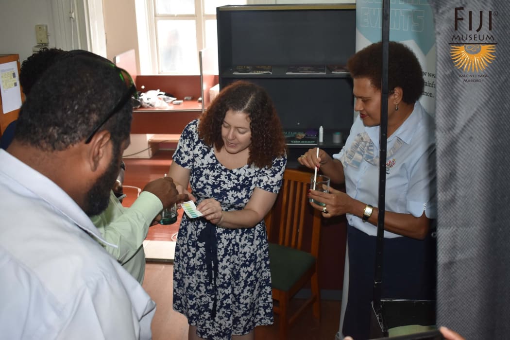 Staff from the Otago and Fiji museums at the Far From Frozen Exhibition in Suva.