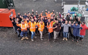 The Kaitāia water project official blessing crew at the Sweetwater pumping plant this morning.