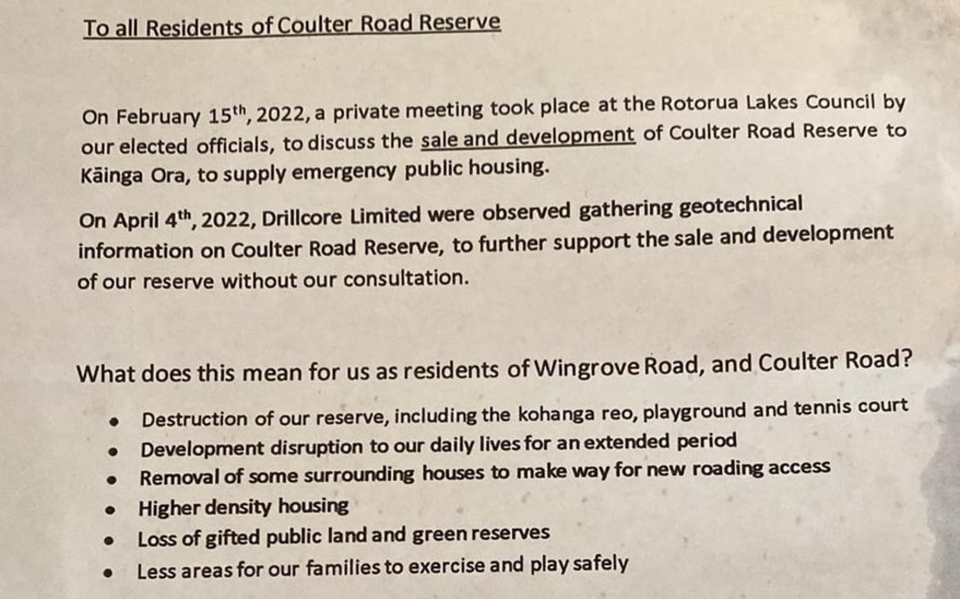 The anonymous letter delivered to addresses in Ōwhata last month.