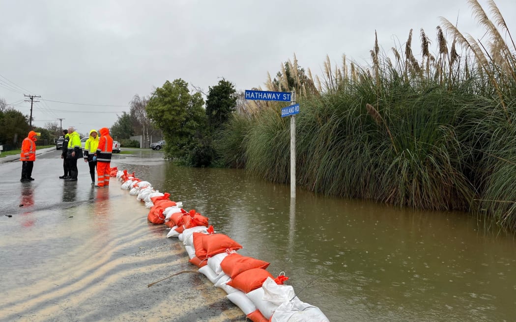 Waiting for more sandbags as rain continues to fall on Saturday.