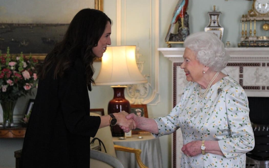 Prime Minister Jacinda Ardern meets the Queen in a private audience.