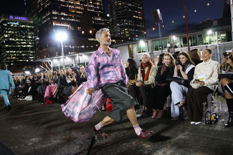 Oscar winner and director Taika Waititi made a surprise appearance on the catwalk during the opening night of New Zealand Fashion Week in 2025