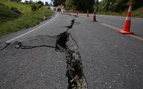 Road damage in Kaikoura.