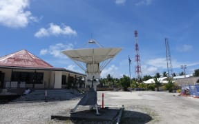 Satellite dish in Atafu, Tokelau.