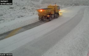 Snow on Milford Road on 9 June 2022