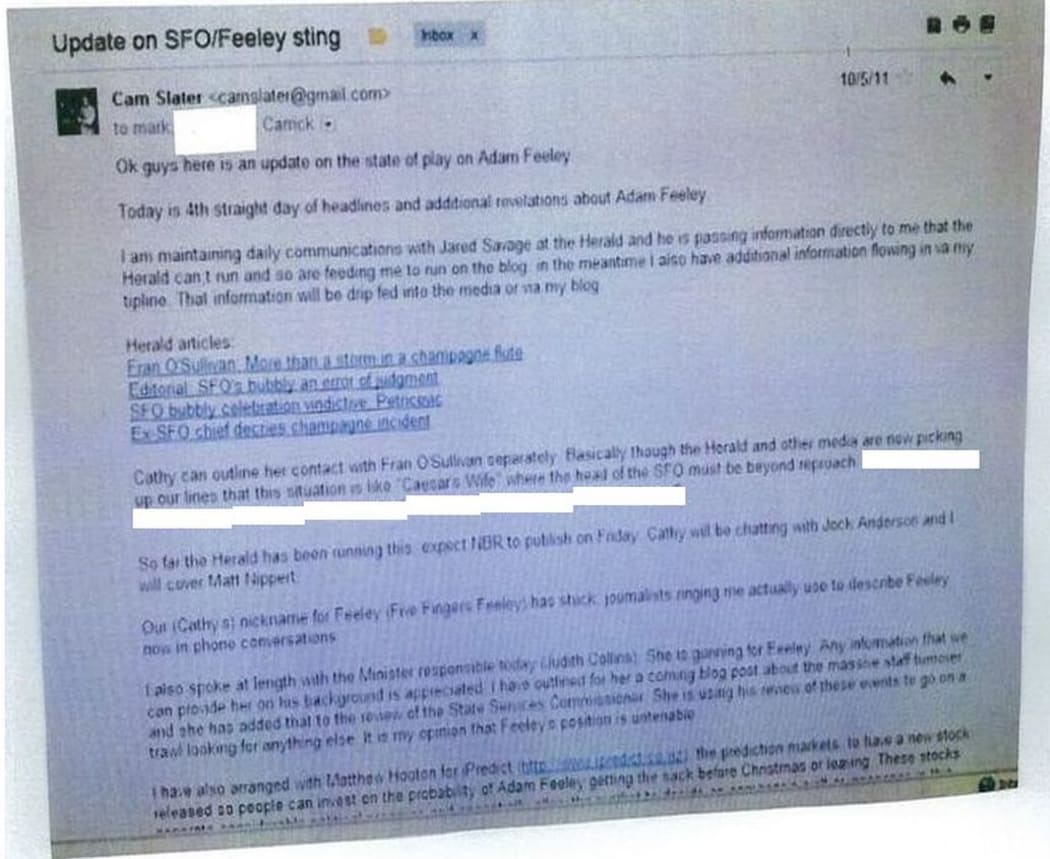 The email purporting to be from Cameron Slater.