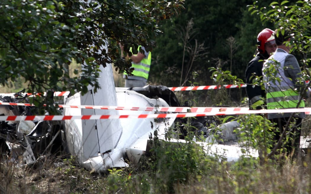 The remains of the Polish Piper Navajo after the crash near Czestochowa killed 11 people.