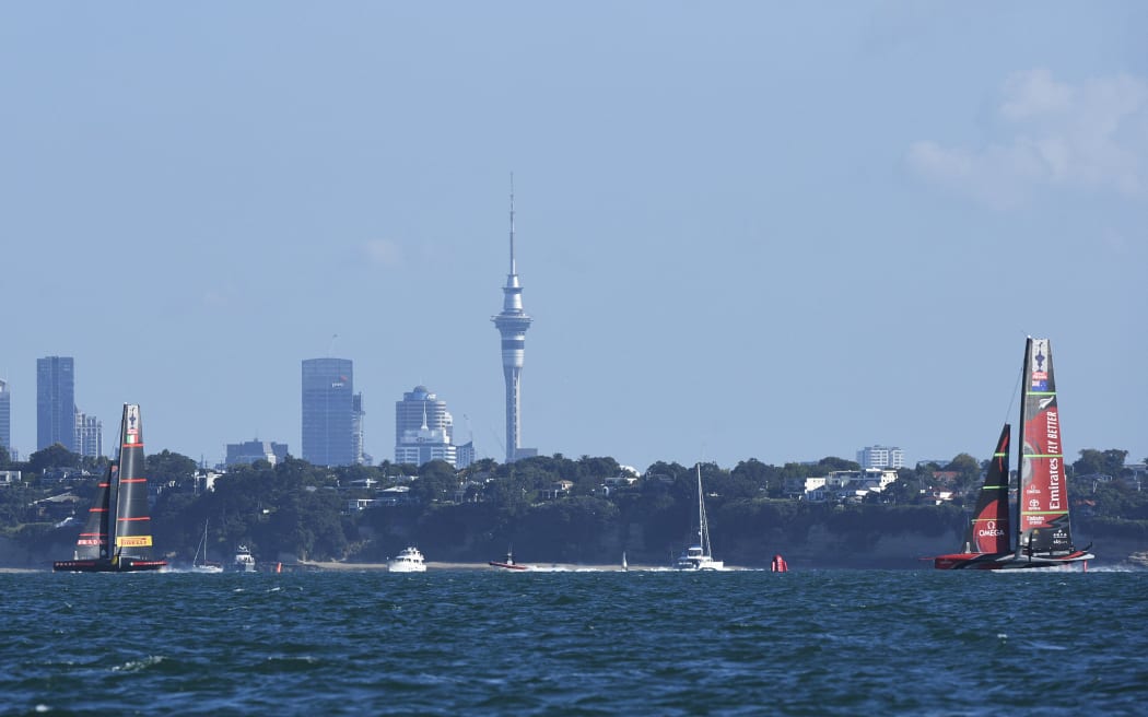 Team New Zealand v Luna Rossa Prada Pirelli. Race 10, Day 7 of the America's Cup presented by Prada.