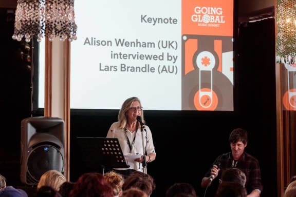 Alison Wenham speaking at the Going Global summit