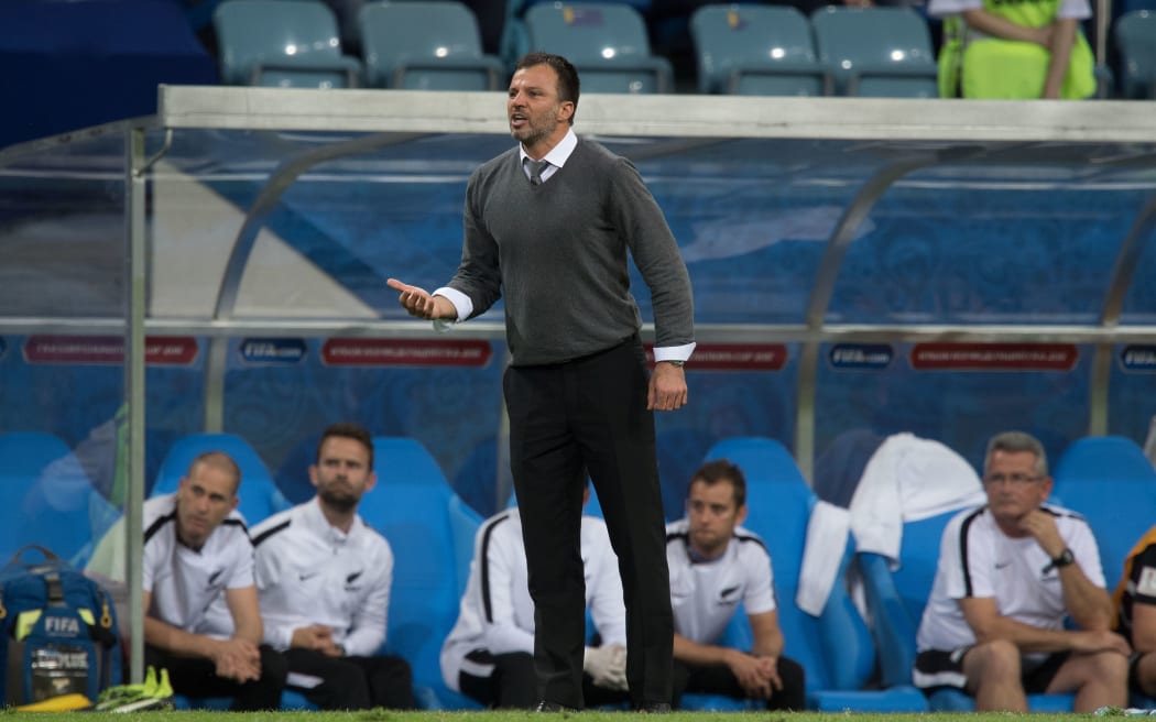 All Whites coach Anthony Hudson at the Confederations Cup 2017.