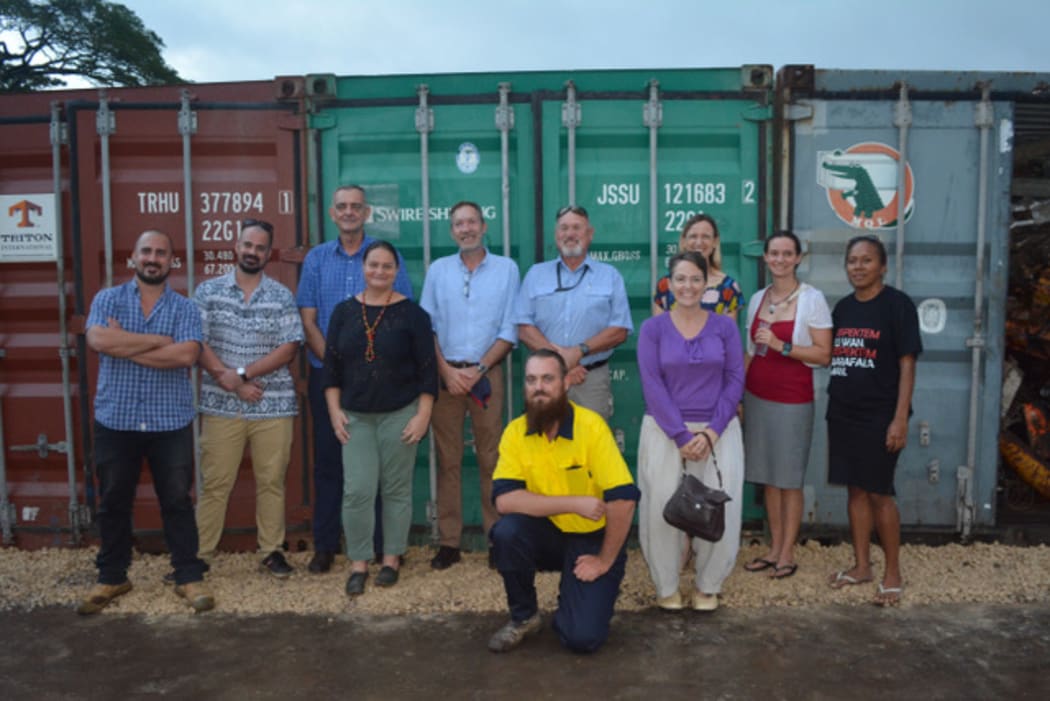 Container with plastic bottles ready for  export to Australia