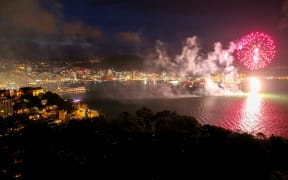 Fireworks light up Wellington City.