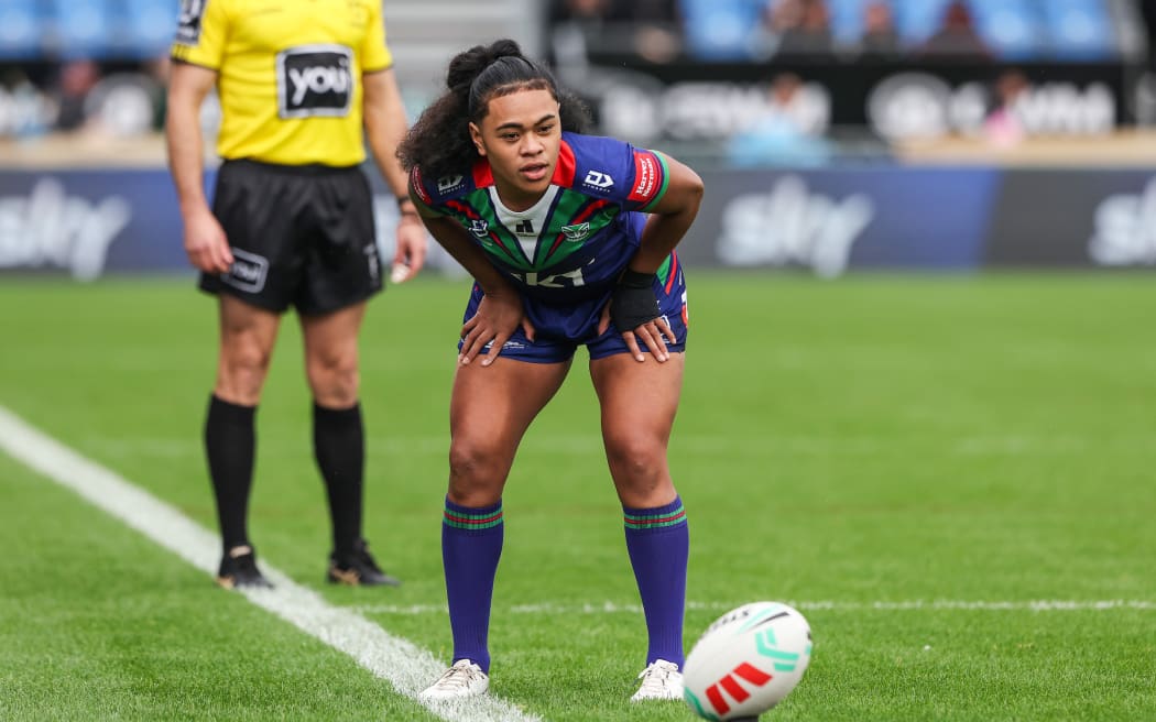 Patricia Maliepo of the Warriors prepares to kick, One New Zealand Warriors Women v Parramatta Eels Women.