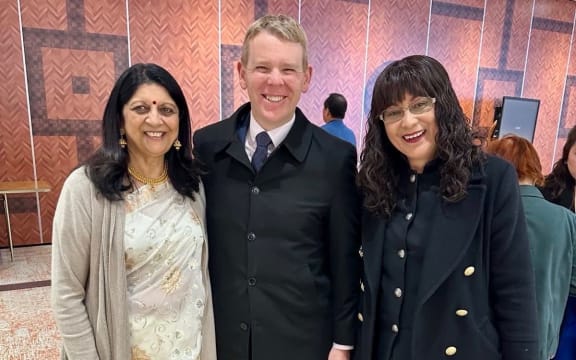 Dame Ranjna Patel, Chris Hipkins, and the Labour's ethnic communities spokesperson Jenny Salesa.