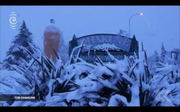 Ohakune cut off by snow