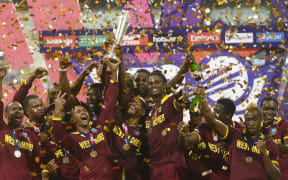 The West Indies celebrate their T20 World Cup success.