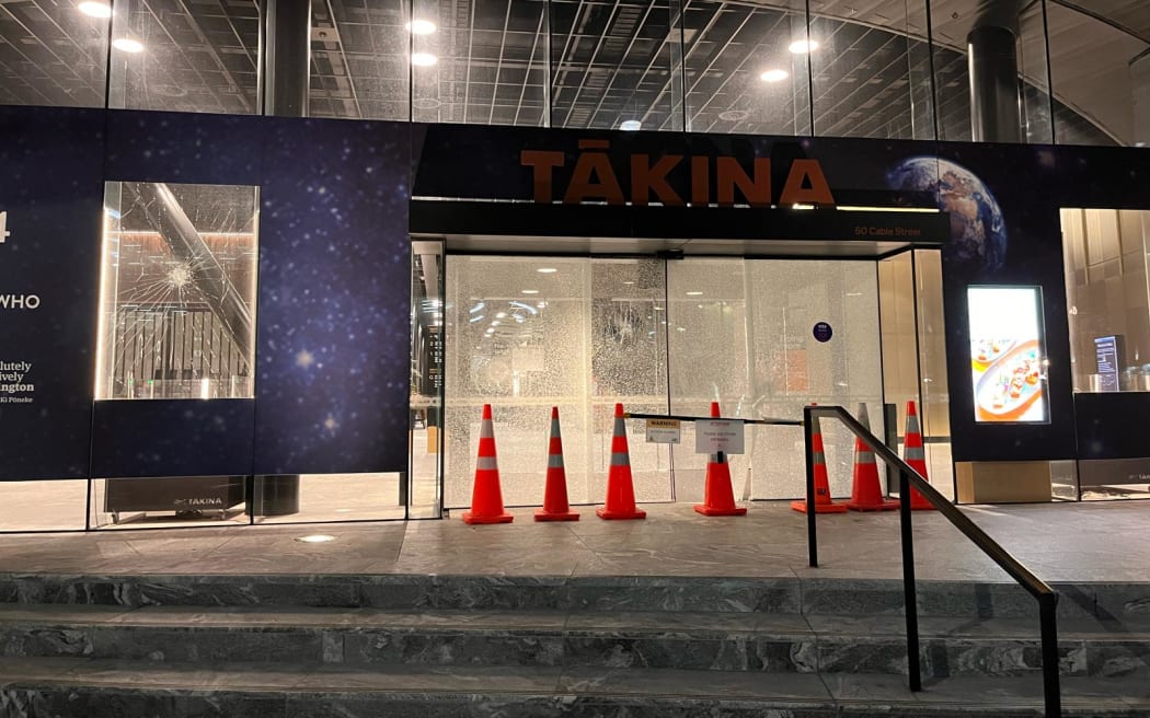 Wellington convention centre Takina's windows were found smashed on September 12.