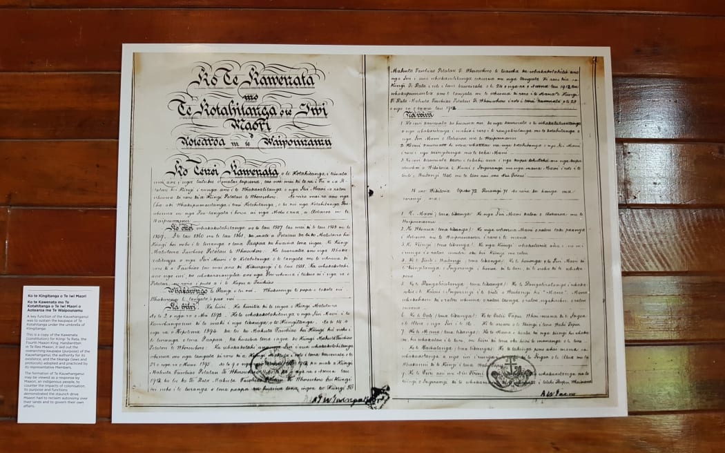 A copy of the Kawenata for Kiingi Te rata at Te Kauwhanganui.