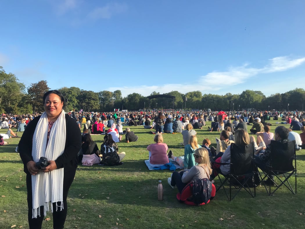 Evone Siufanga watched the performances from the back of the crowd.
