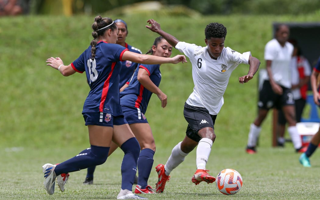 Action from the Fiji vs American Samoa game in Apia on Wednesday, February 7, 2024. Fiji won 10-0.