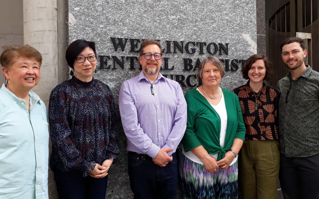 Members of Wellington Central Baptist Church. From left: Flora Nogoy, Alice Wood, Darren Ayling, Adrienne Thompson, Sarah Rice, Elliot Rice.