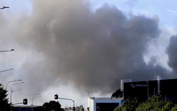 Smoke over James Fletcher Drive on Wednesday morning.
