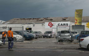 Extreme weather caused damage in Christchurch with roofs caving in and large hail raining down.