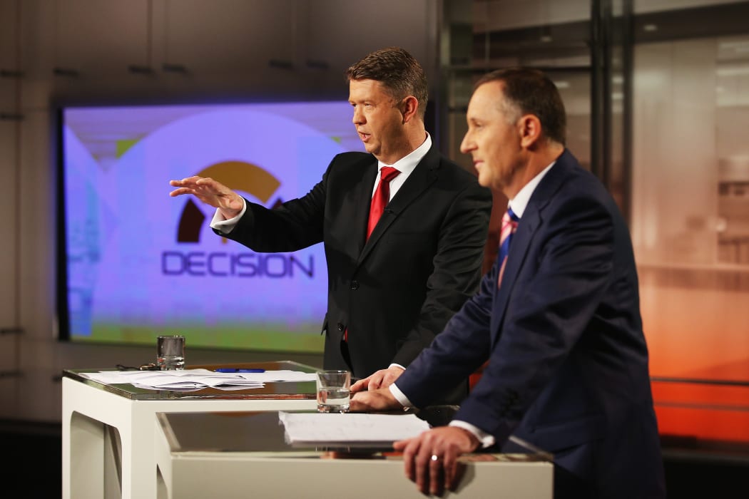 Labour leader David Cunliffe, left, with National's John Key.