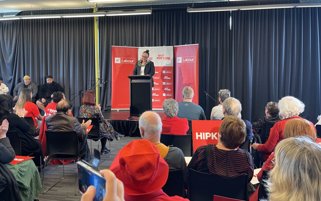 Labour's Carmel Sepuloni launches the party's full policy plan at a gathering in West Auckland on 1 October, 2023.