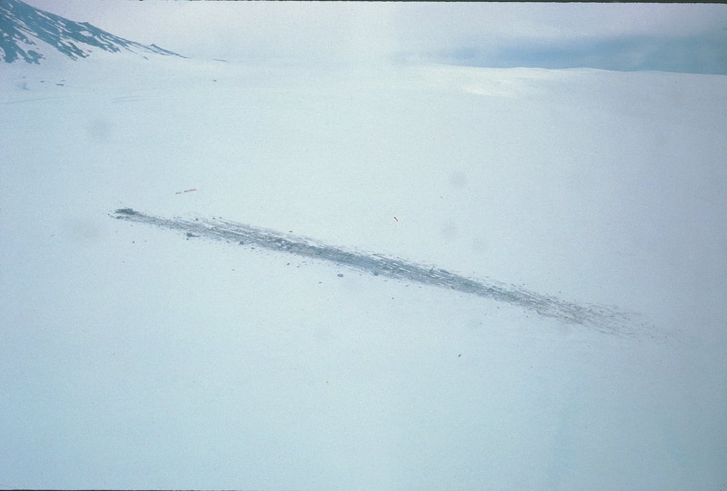 A view over the Erebus crash site not long after the disaster.