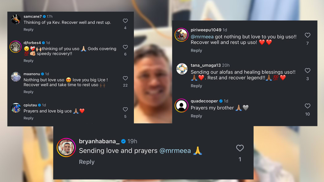 Composite image of comments from Keven Mealamu's Instagram account