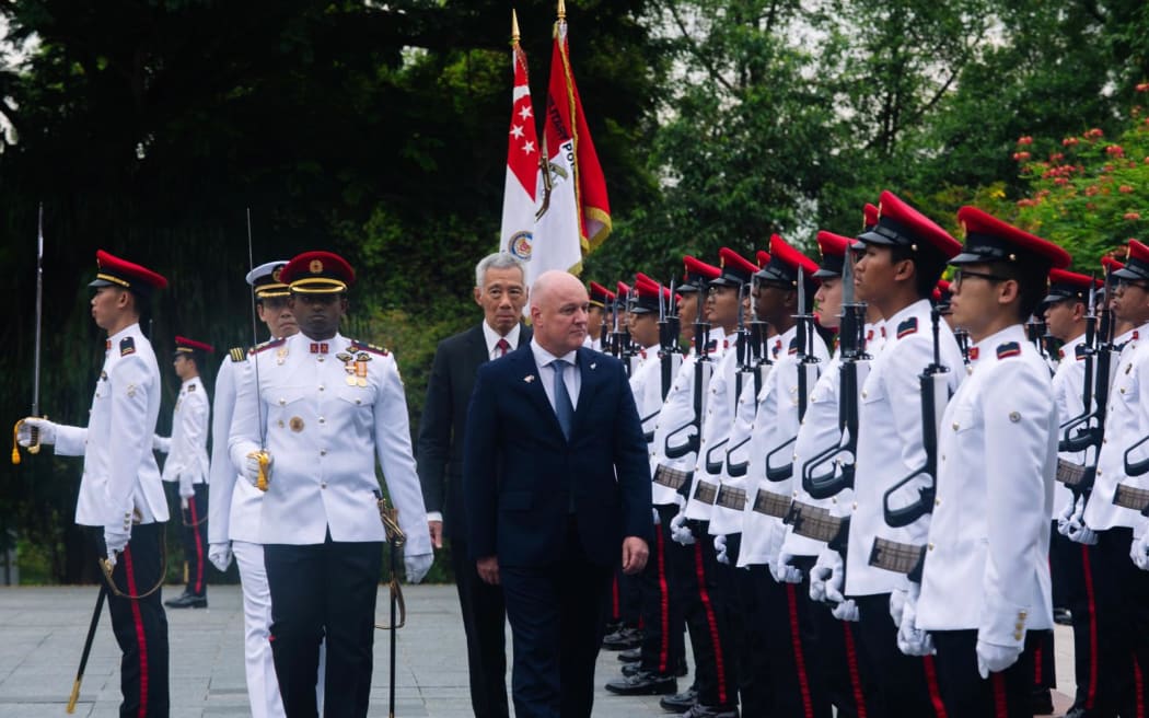 Prime Minister Christopher Luxon at the Istana - the official residence and office of the President of Singapore - during his visit to Southeast Asia.