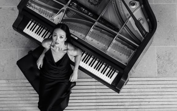New Zealand pianist, Somi Kim with piano