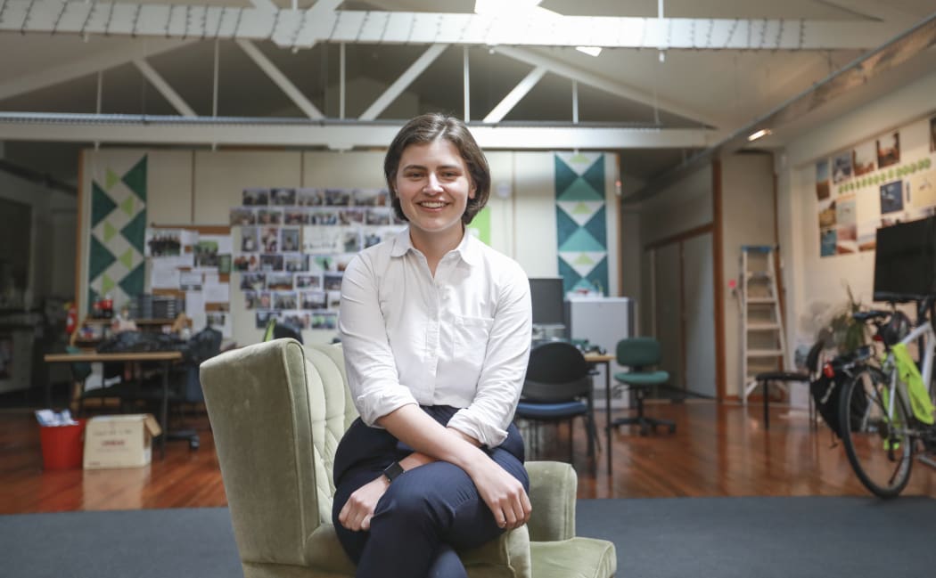 Chloe Swarbrick at Greens headquarters in Auckland