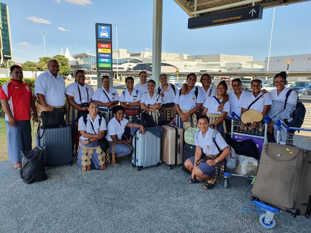 Tonga women's XV team arrive to Auckland ahead of this weekend's Oceania repechage qualifier against PNG.