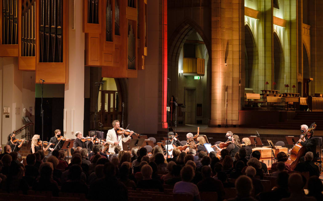 Orchestra playing at the Holy Trinity Cathedral in Auckland.