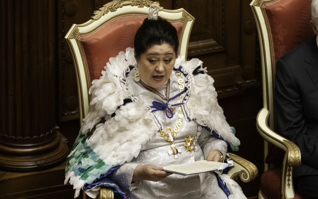 Governor-General Dame Cindy Kiro delivering the traditional Speech from the Throne at the State Opening of Parliament, 6 December 2023.