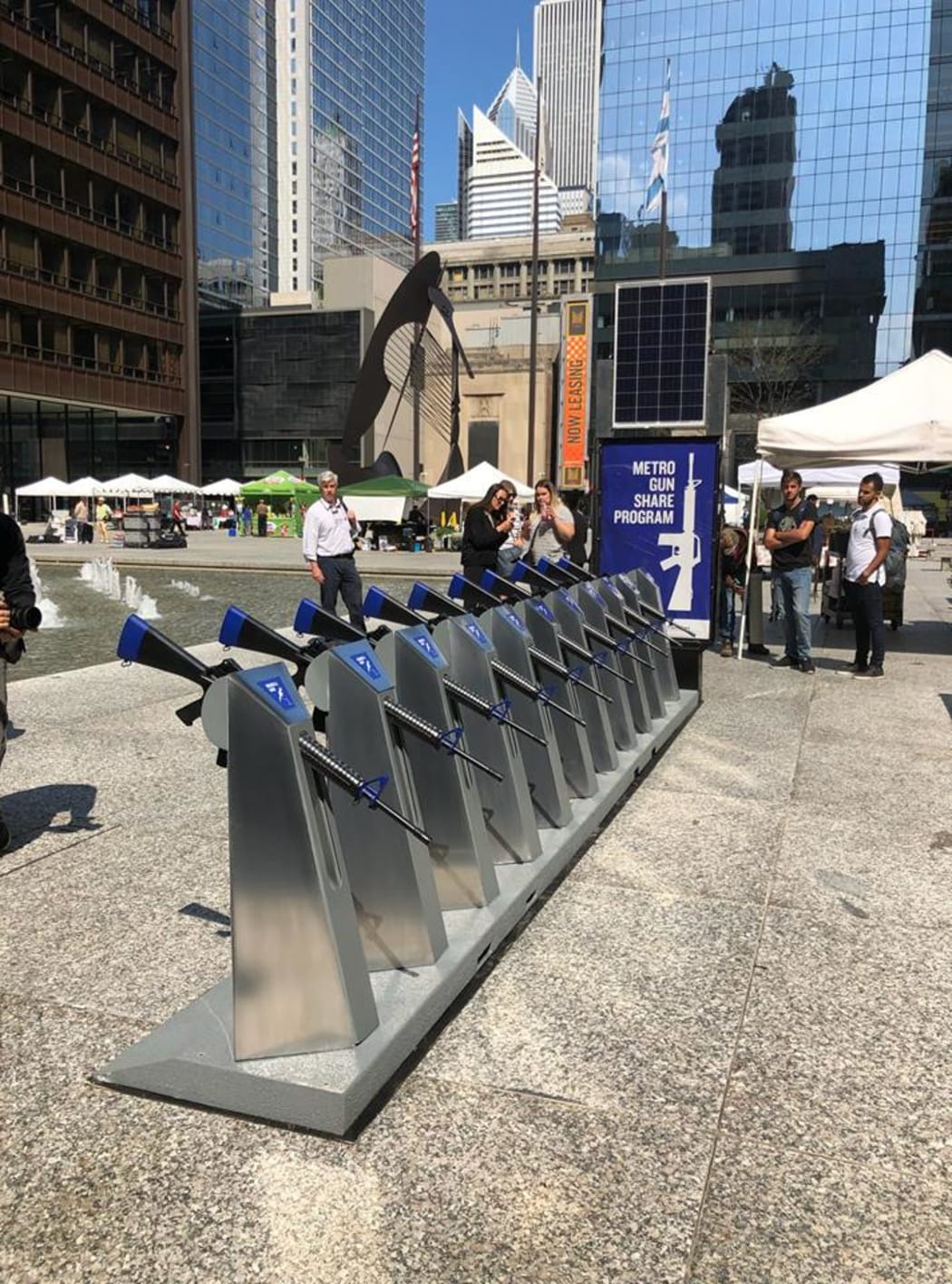 The installation aims to highlight the availability of guns.
