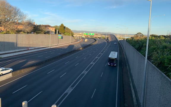 There are barely any cars on the Auckland's motorways, which would usually be bumper tp bumper on a Monday morning.
