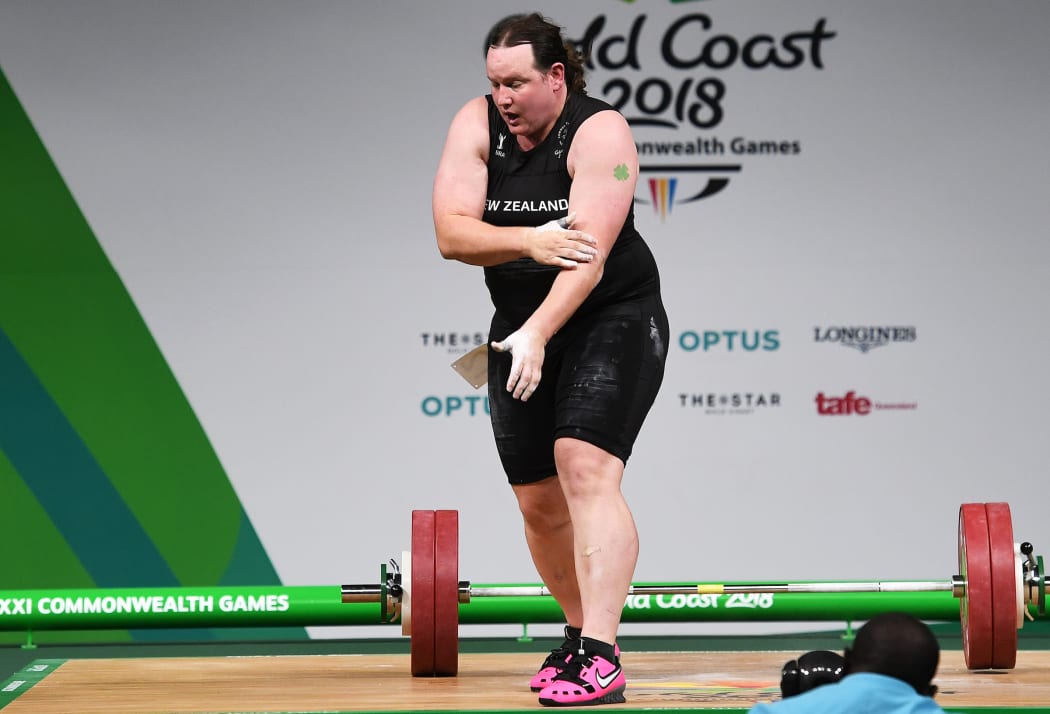 New Zealand's Laurel Hubbard.
Weightlifting, Women's +90kg 2018. Carrara Sports Hall. Commonwealth Games, Gold Coast, Australia. Monday 9 April 2018. © Copyright photo: Andrew Cornaga / www.photosport.nz