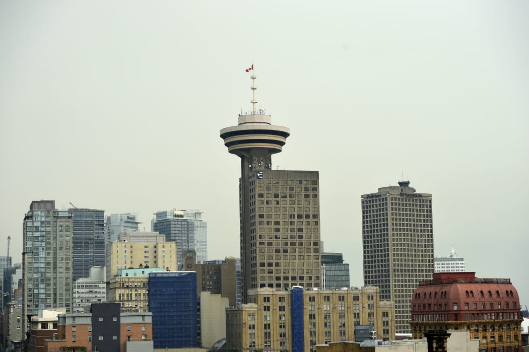 Downtown Vancouver is covered in a smokey haze as forest fires rage