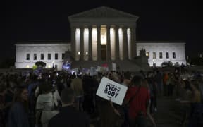 Pro-choice and anti-abortion activist rally outside of the US Supreme Court on May 03, 2022 in Washington, DC.
