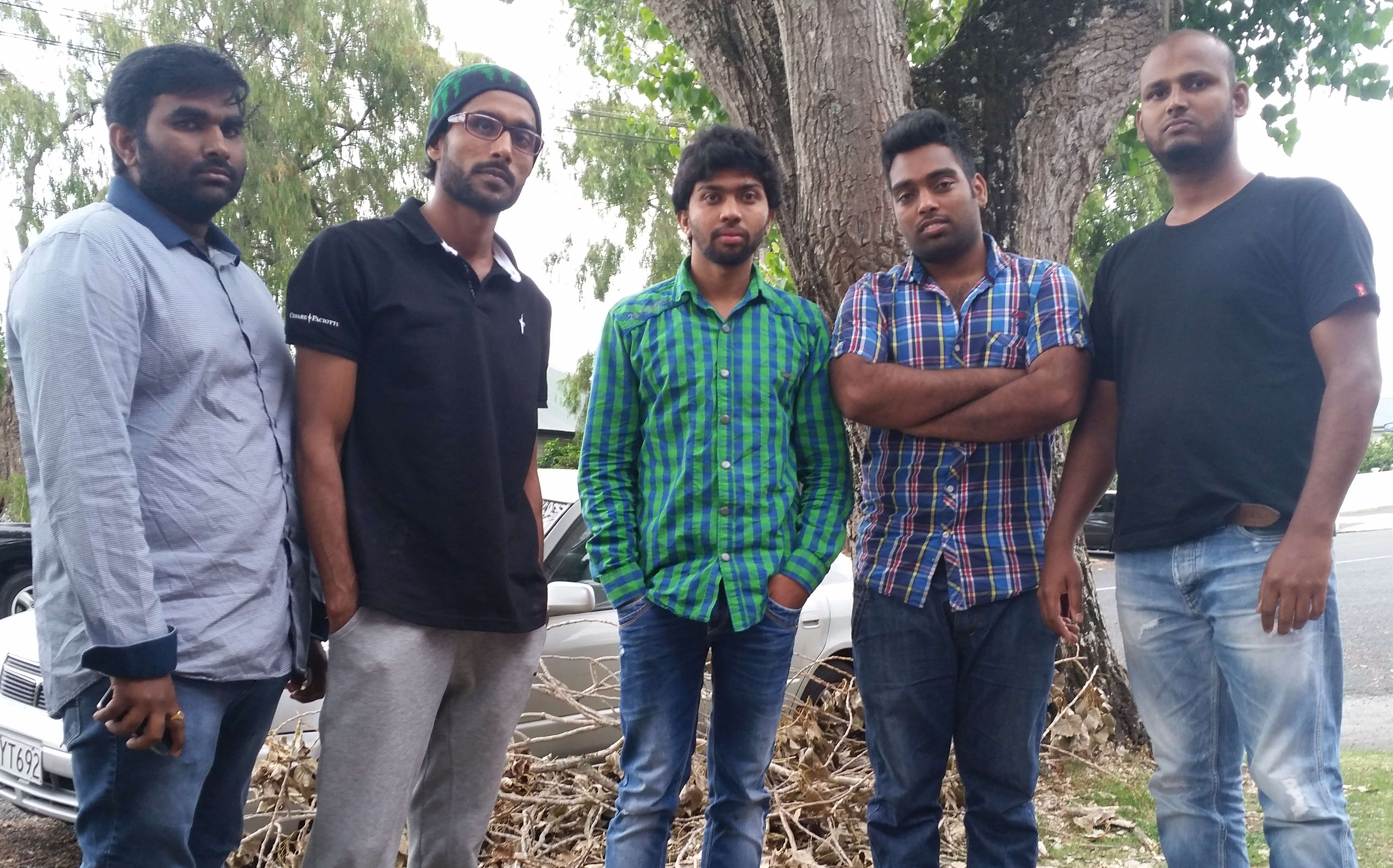 Manoj Narra (left), Shahad DM, Pradeep Reddy, Mohammed Mohammed and Hussain Syed fear their careers will be ruined if they are forced to return to India.