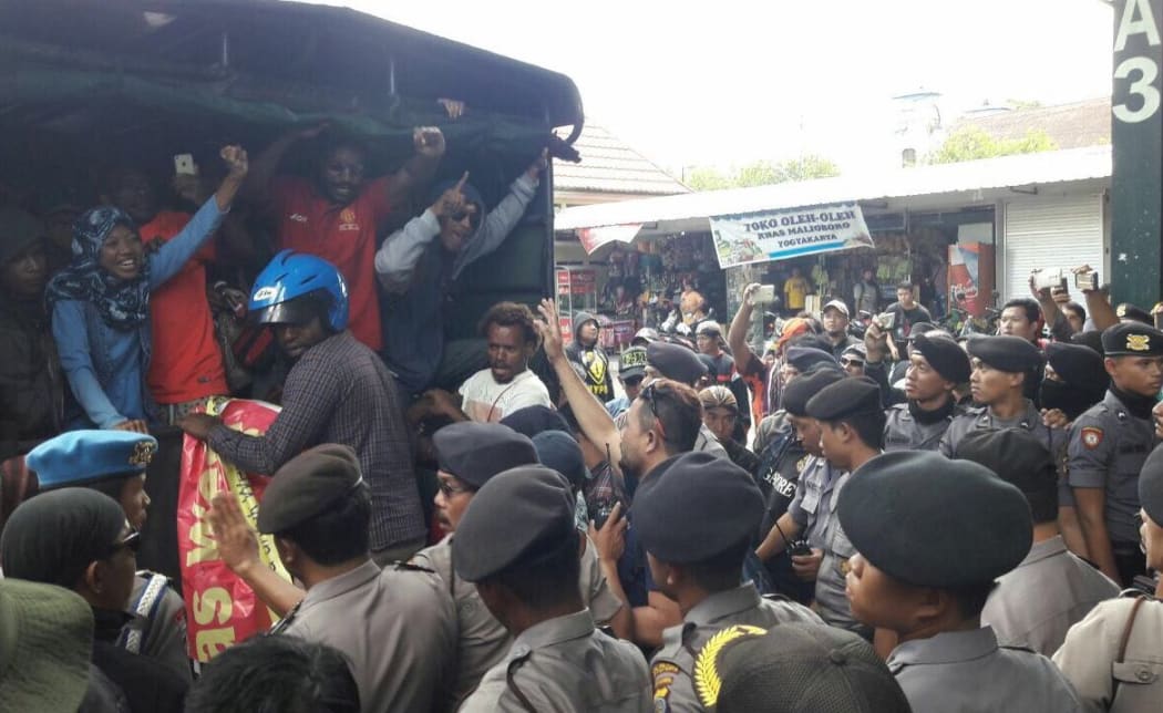 Protestors detained by police, Yogyakarta 15 August 2017.