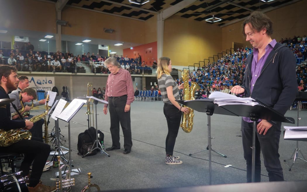Schools concert as part of the 2016 NZSO and Rodger Fox big band tour 'Swing into Spring'