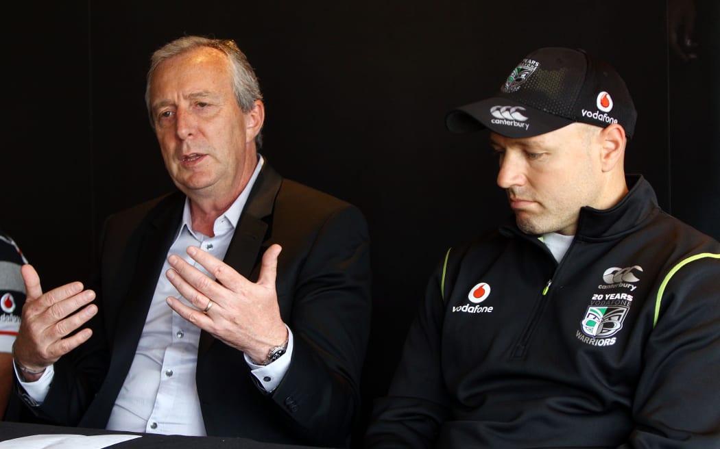 Jim Doyle (L) and Andrew McFadden at the Warriors media conference