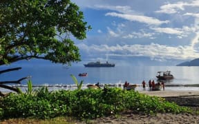 Landing of Papua New Guinea's submarine internet cable in Arawa, 18 May 2020.