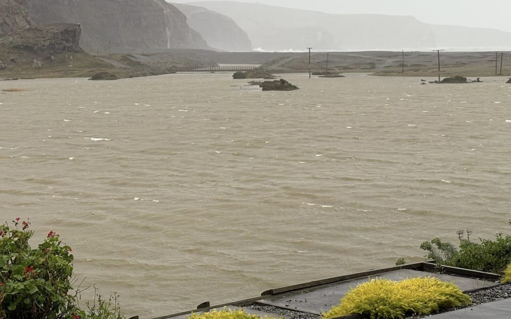 Lake Ellesmere during heavy rain in Canterbury on March 1, 2025.