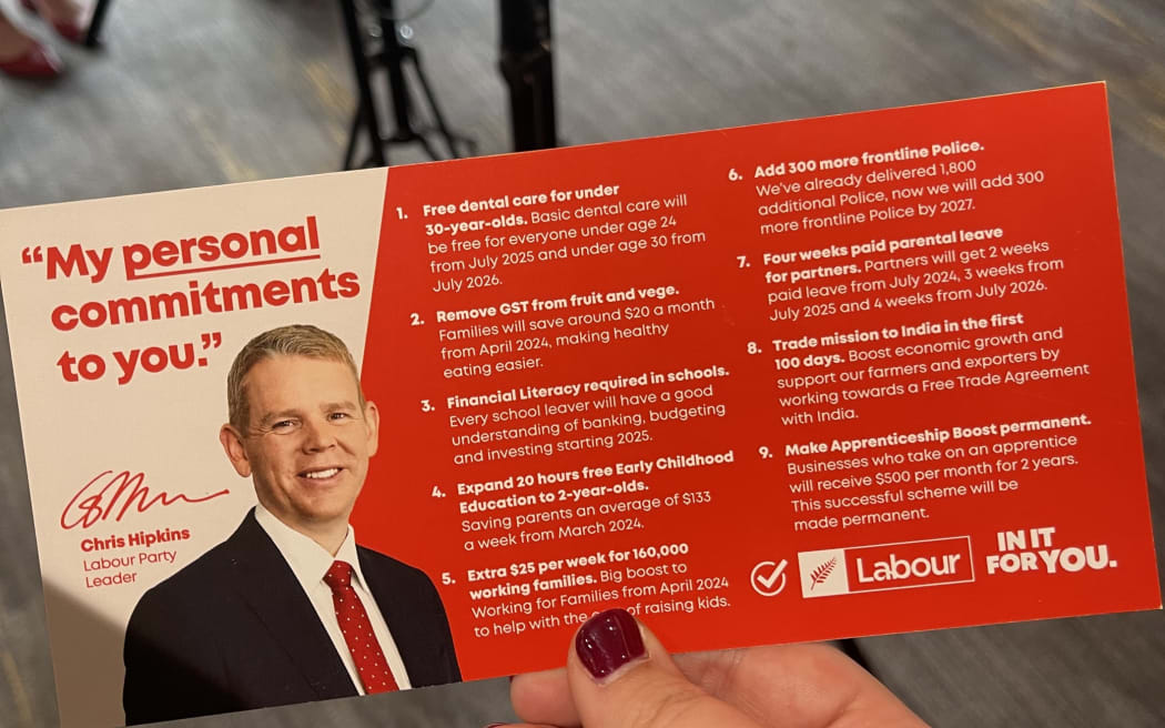 Labour's 2023 election pledge card.