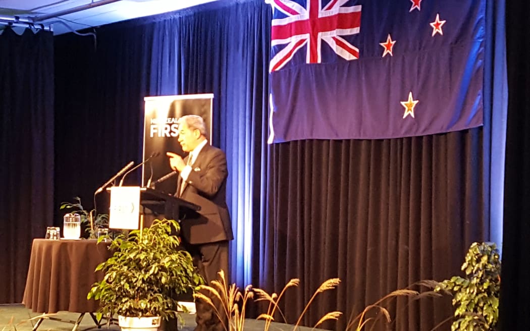 Winston Peters at the campaign launch in Palmerston North this afternoon.